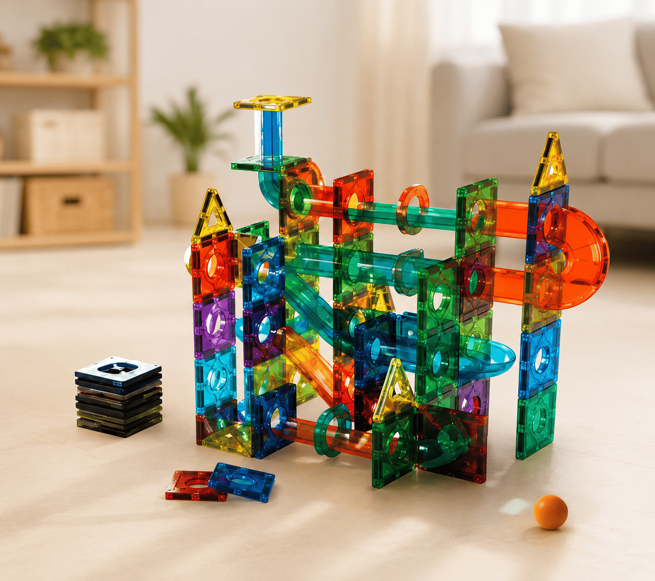 Fichas de construcción magnéticas multicolores