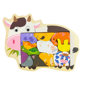Rompecabezas didáctico de madera Vaca